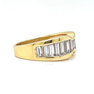 Natural Mined Baguette Diamond Band Ring Yellow Gold