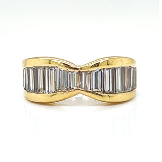 Natural Mined Baguette Diamond Band Ring Yellow Gold