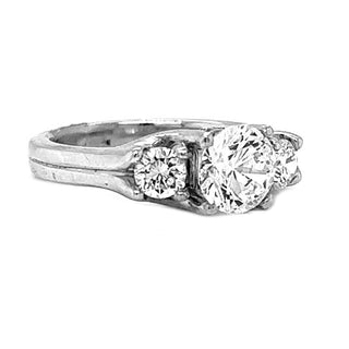 Natural Mined Round Cut Diamond 3 Stone Ring White Gold