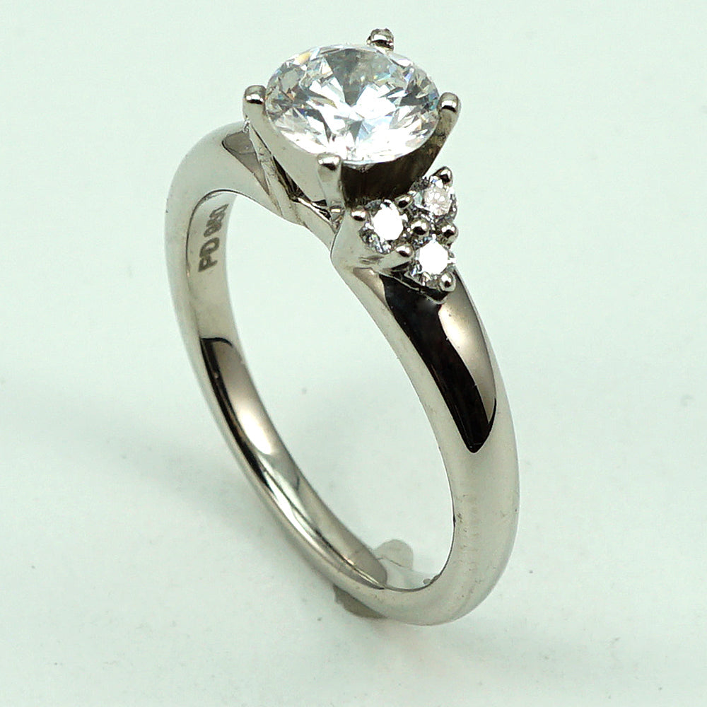 Cubic Zirconia & Natural Diamonds Bridal Platinum Ring