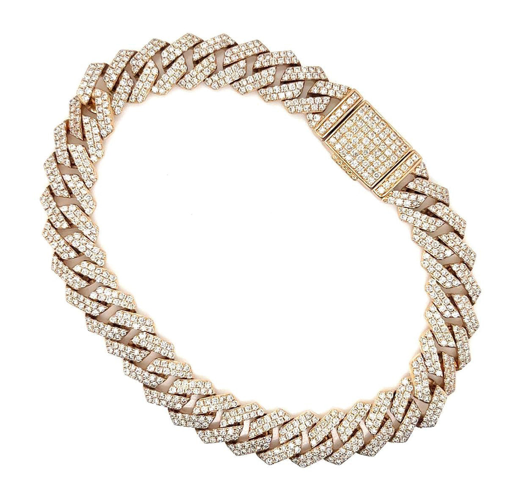 Natural Mined Diamond Cuban Link Bracelet Yellow Gold