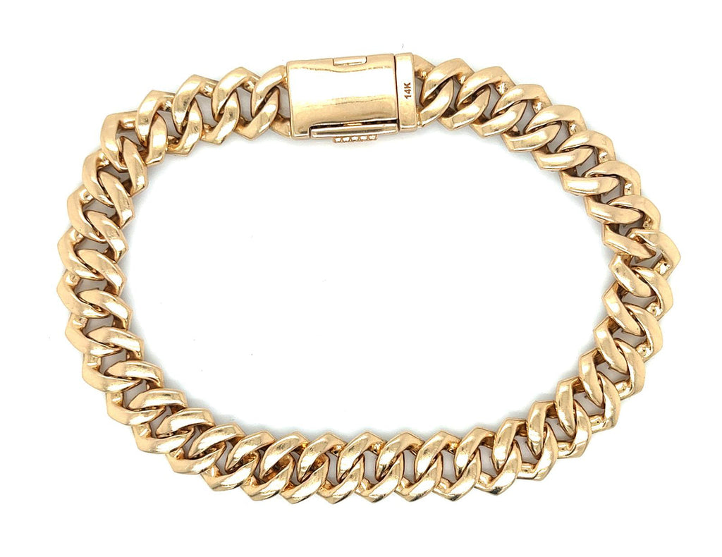 Natural Mined Diamond Cuban Link Bracelet Yellow Gold