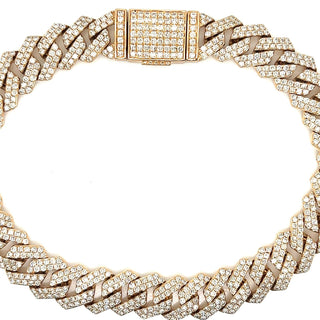 Natural Mined Diamond Cuban Link Bracelet Yellow Gold