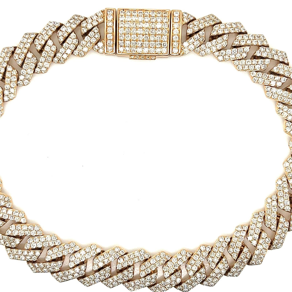 Natural Mined Diamond Cuban Link Bracelet Yellow Gold