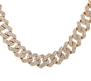 Natural Mined Diamond Cuban Link Necklace Yellow Gold