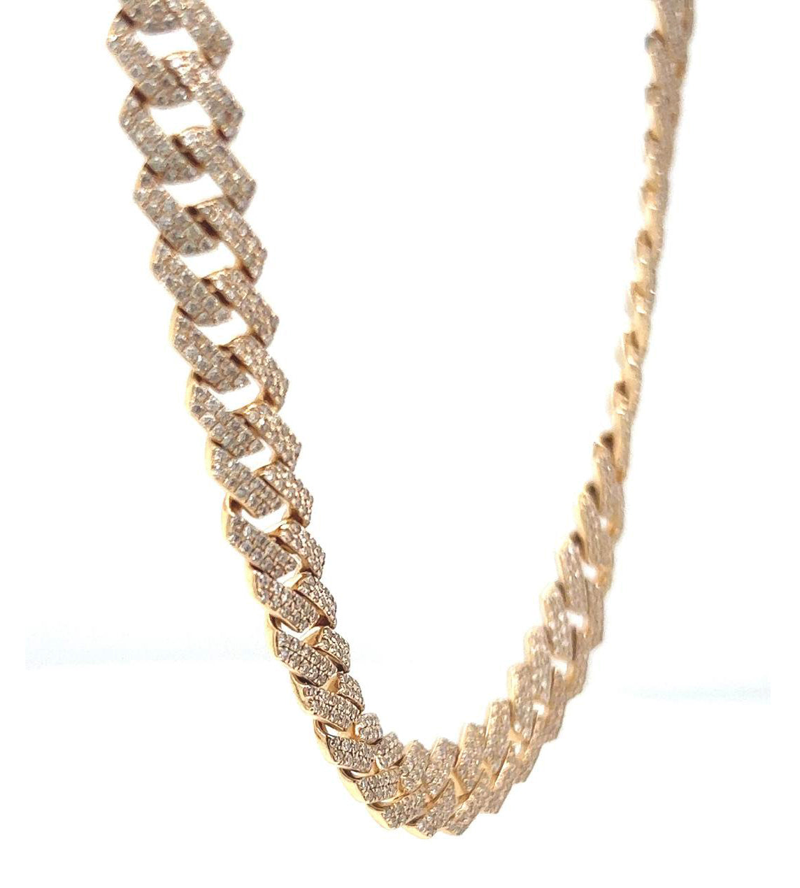 Natural Diamond Cuban Link Necklace Yellow Gold