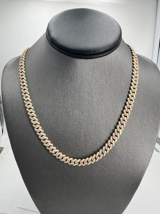 Natural Mined Diamond Cuban Link Necklace Yellow Gold