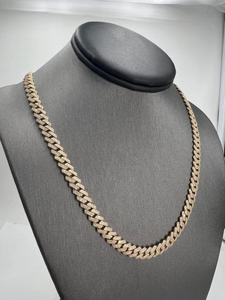 Natural Mined Diamond Cuban Link Necklace Yellow Gold