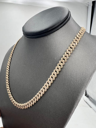 Natural Mined Diamond Cuban Link Necklace Yellow Gold