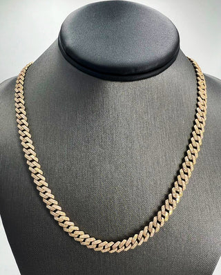 Natural Mined Diamond Cuban Link Necklace Yellow Gold