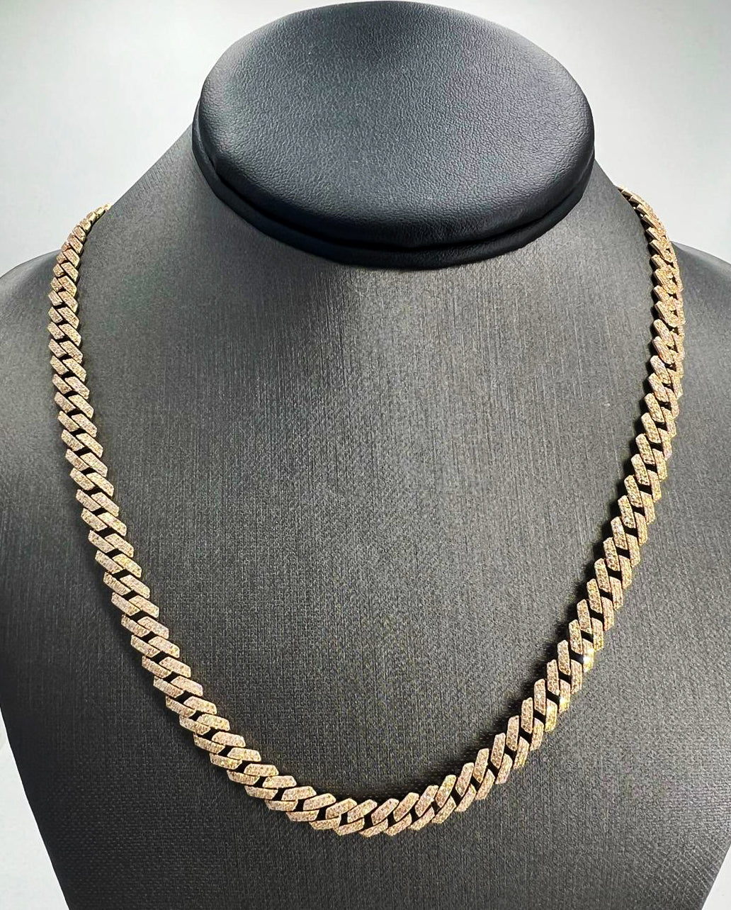 Natural Diamond Cuban Link Necklace Yellow Gold