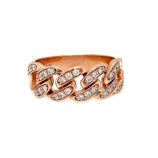 Natural Round Diamond Cuban Band Ring, in White Gold