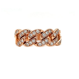 Natural Round Diamond Cuban Band Ring, in White Gold