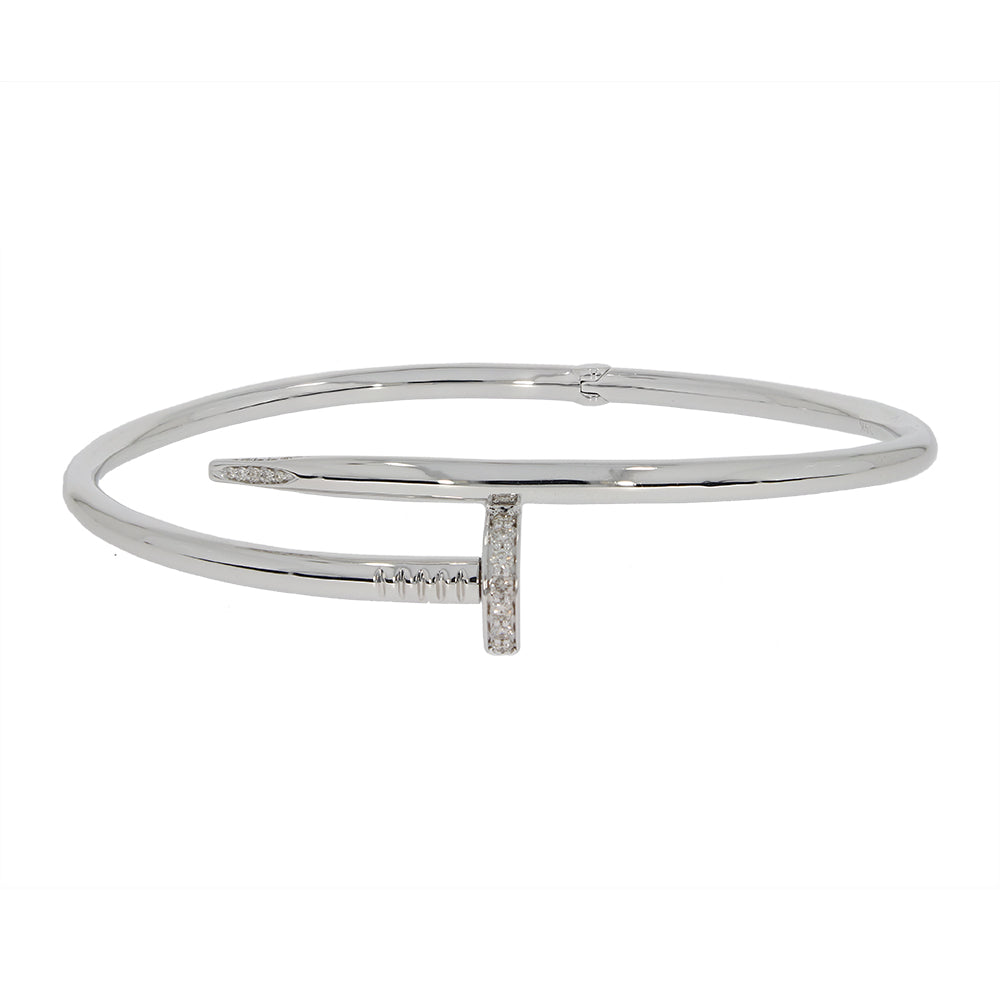 Nail Bangle with Natural Diamonds, in White Gold