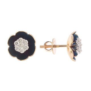 0.46 ct.tw. Natural Diamond Flower Stud Earrings, in Yellow Gold