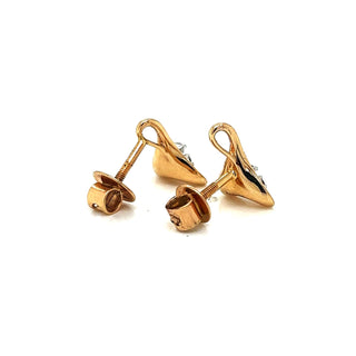 Natural Diamond Flower Cocktail Stud Earrings, in Yellow Gold
