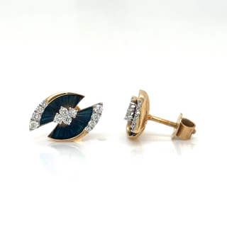 Natural Diamond Eye-Shape Cocktail Earrings, in Yellow Gold