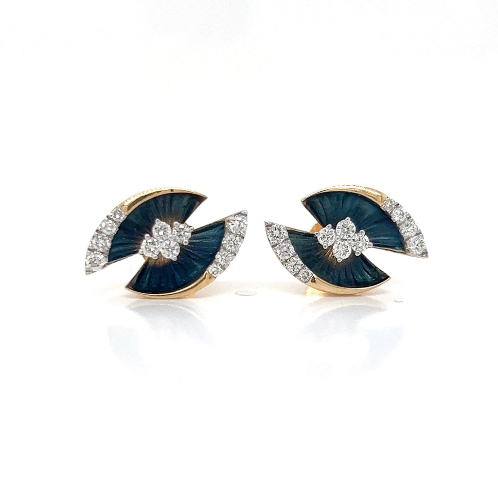 Natural Diamond Eye-Shape Cocktail Earrings, in Yellow Gold