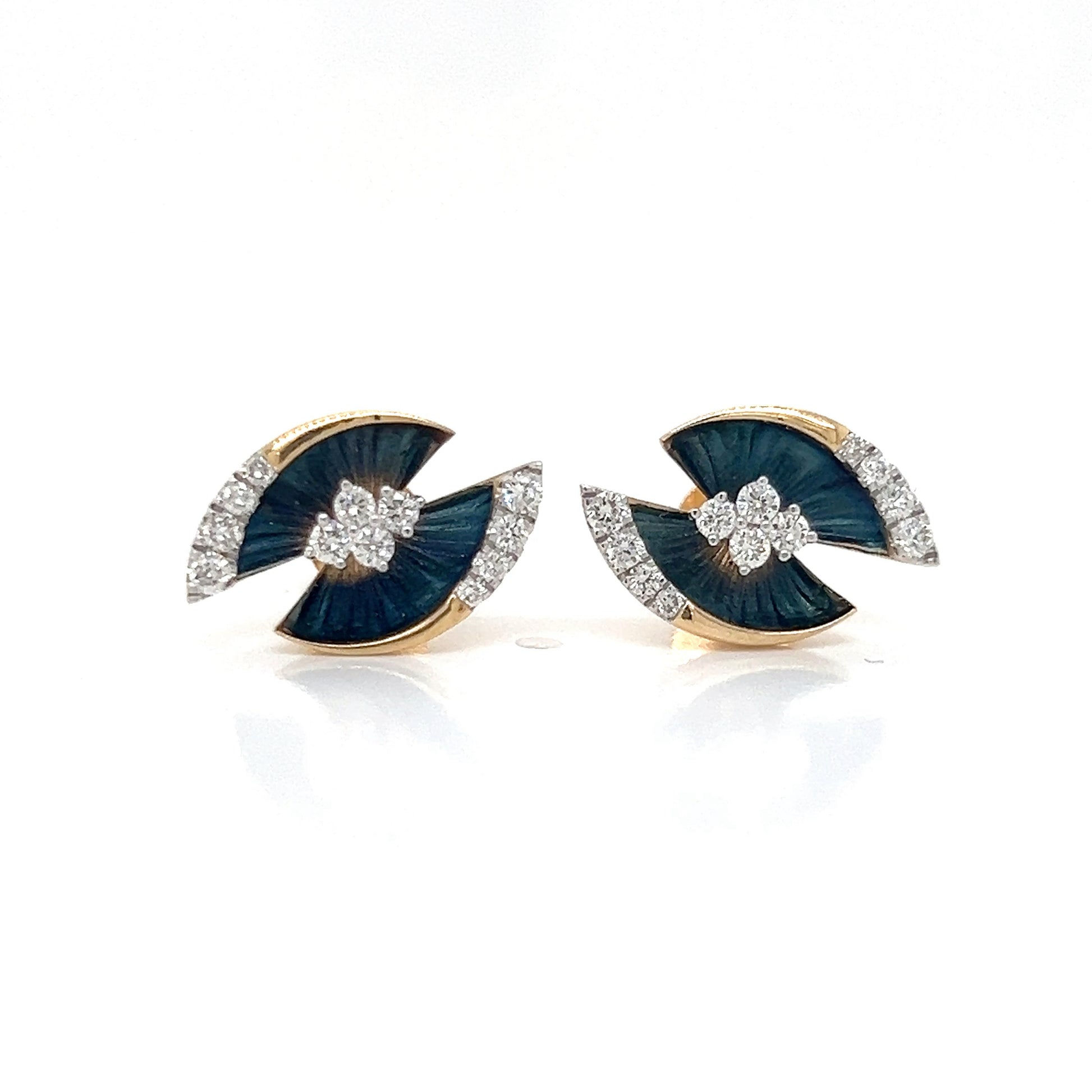Natural Diamond Eye-Shape Cocktail Earrings, in Yellow Gold