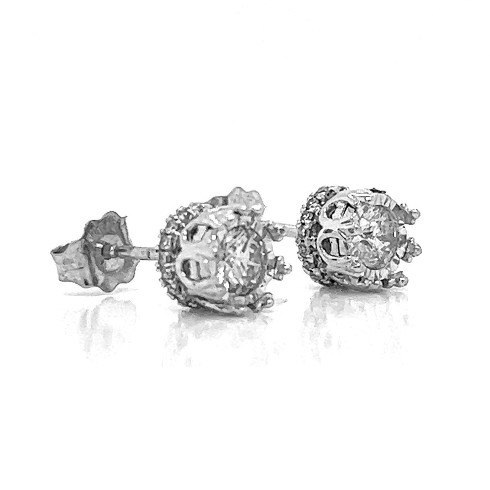 Illusion Studs Earrings with Natural Diamonds, in White Gold