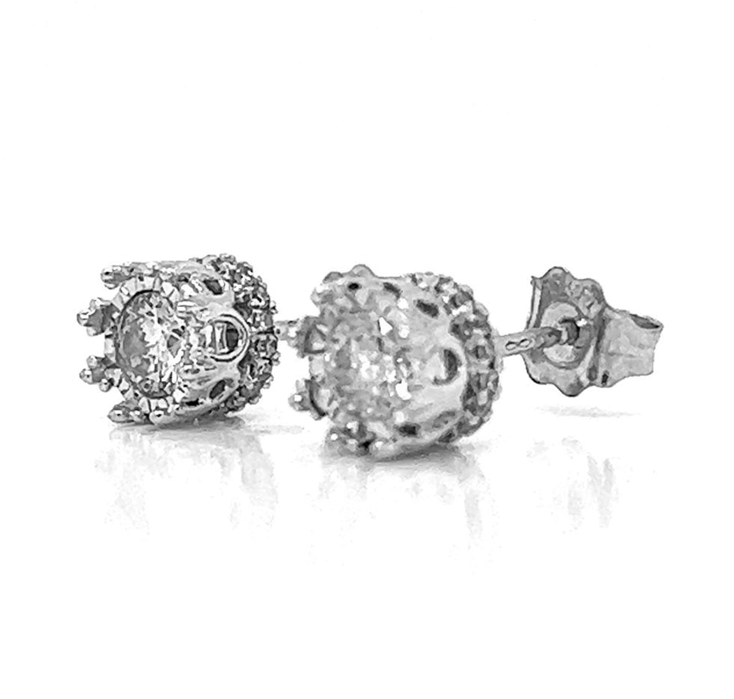 Illusion Studs Earrings with Natural Diamonds, in White Gold