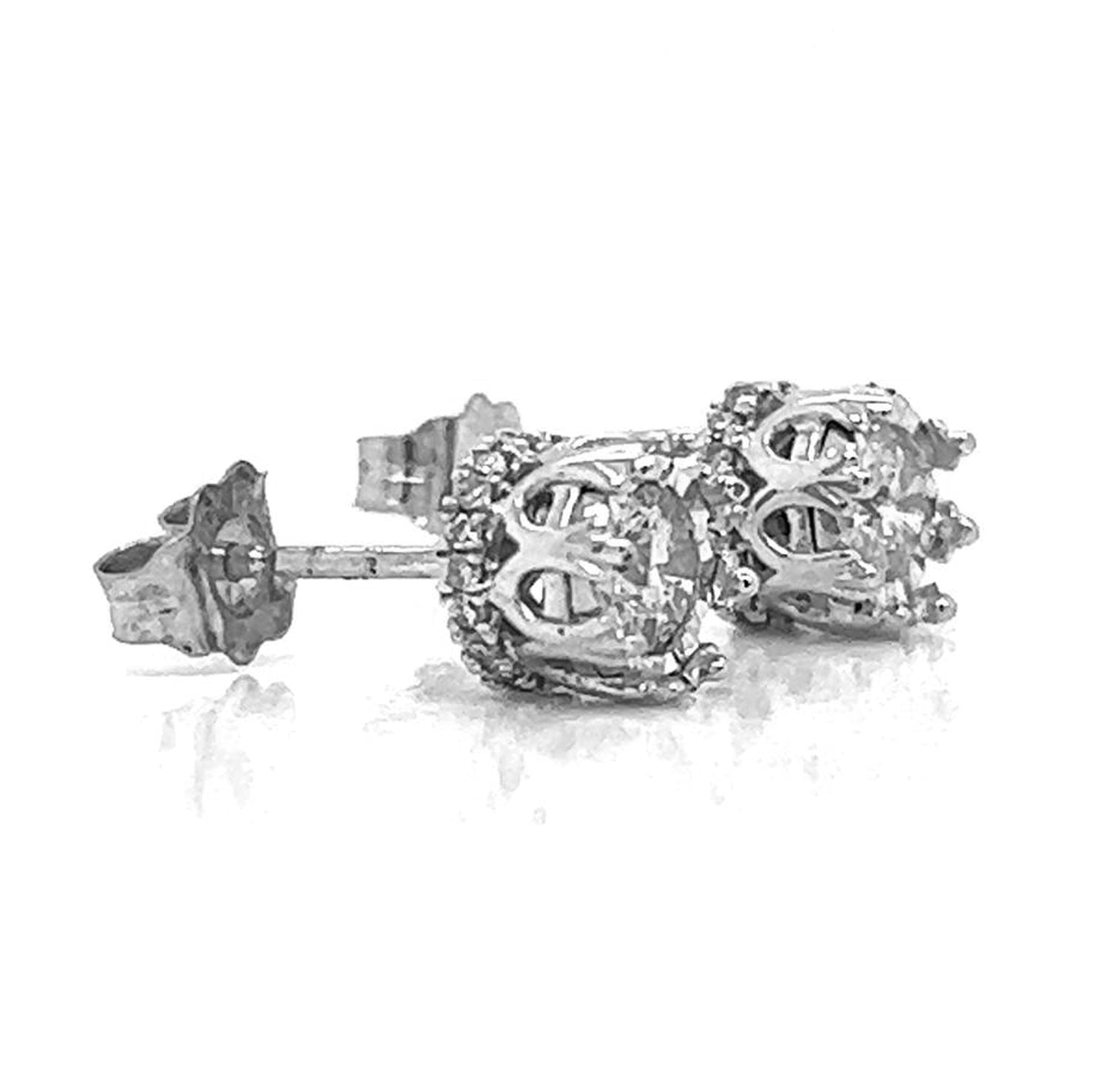 Illusion Studs Earrings with Natural Diamonds, in White Gold