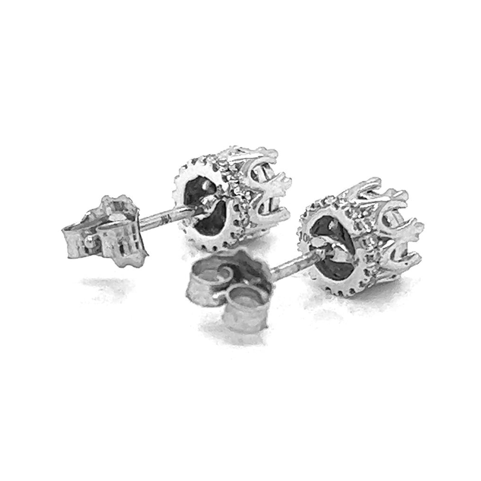 Illusion Studs Earrings with Natural Diamonds, in White Gold