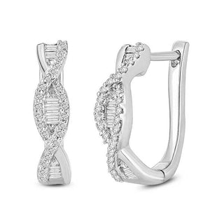 Natural Diamond Cocktail Hoop Earrings, in White Gold