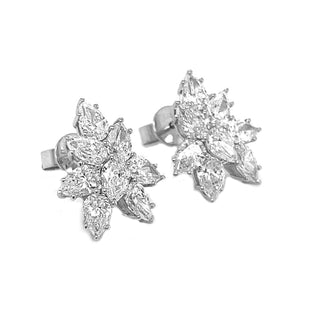 4.99 ct.tw. Natural Pear Shaped Diamond Cluster Cocktail Earrings, in White Gold