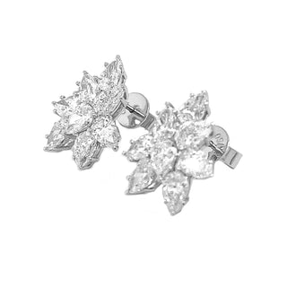 4.99 ct.tw. Natural Pear Shaped Diamond Cluster Cocktail Earrings, in White Gold