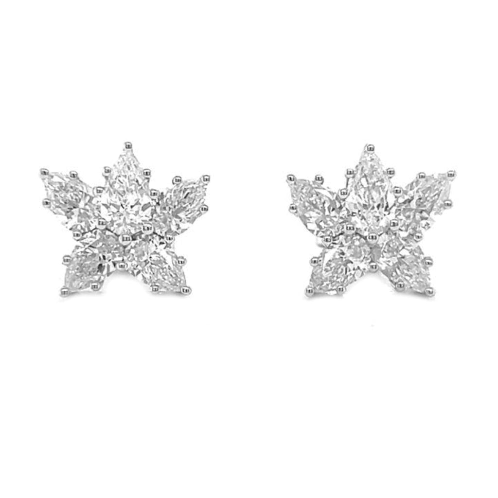 Natural Pear Shaped Diamond Cluster Cocktail Earrings, in White Gold
