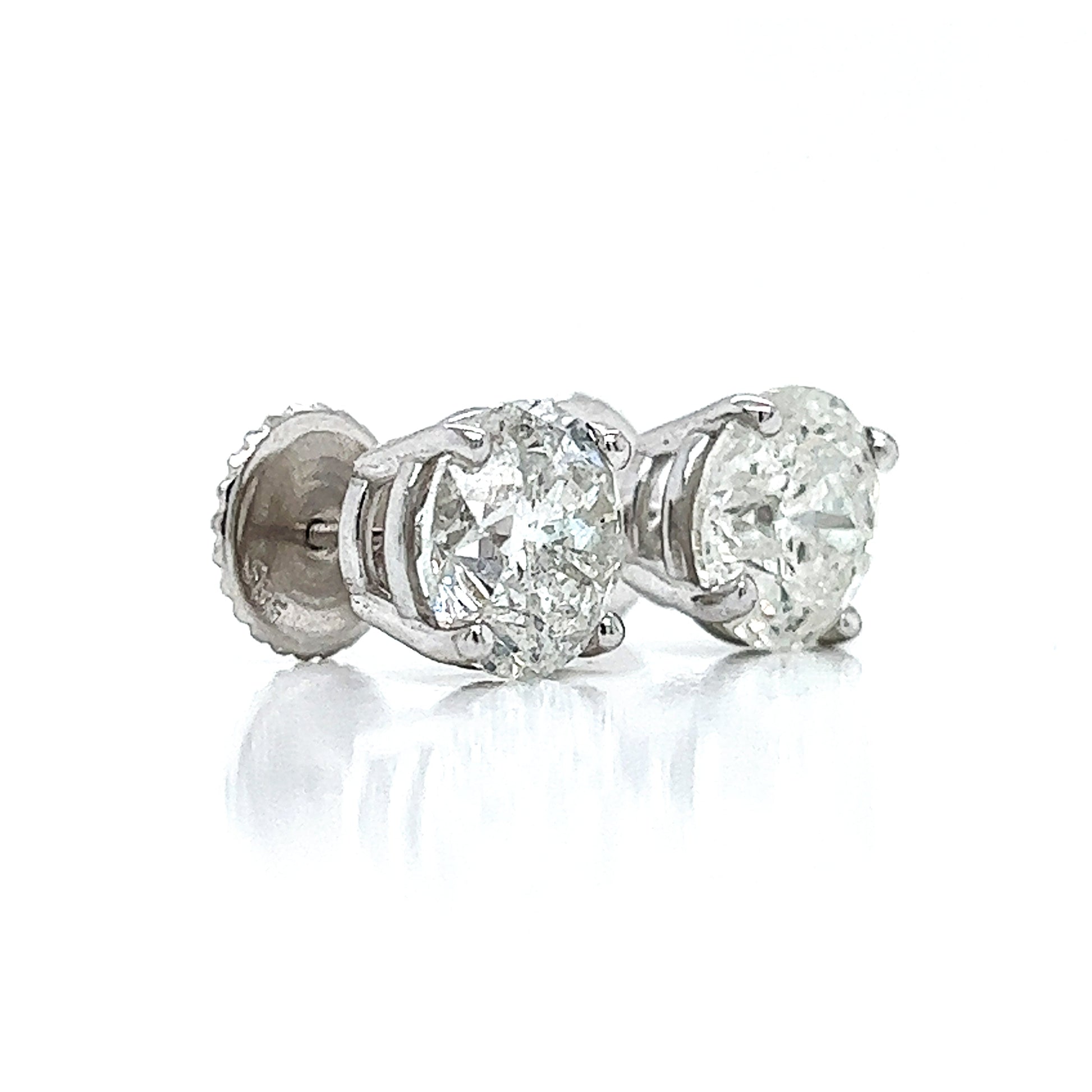 6.27 ct.tw. Natural Round Diamond Stud Earrings, in White Gold