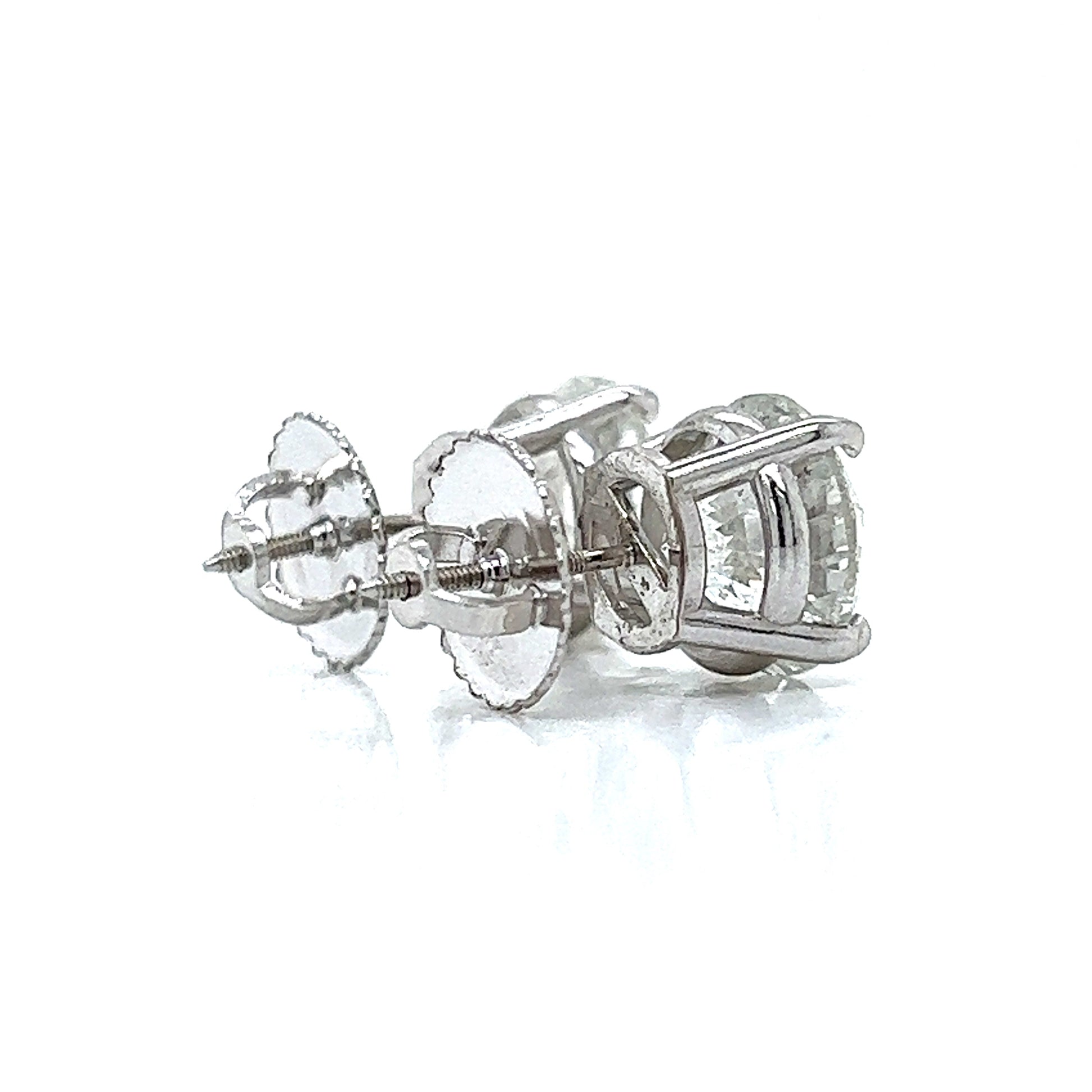 6.27 ct.tw. Natural Round Diamond Stud Earrings, in White Gold