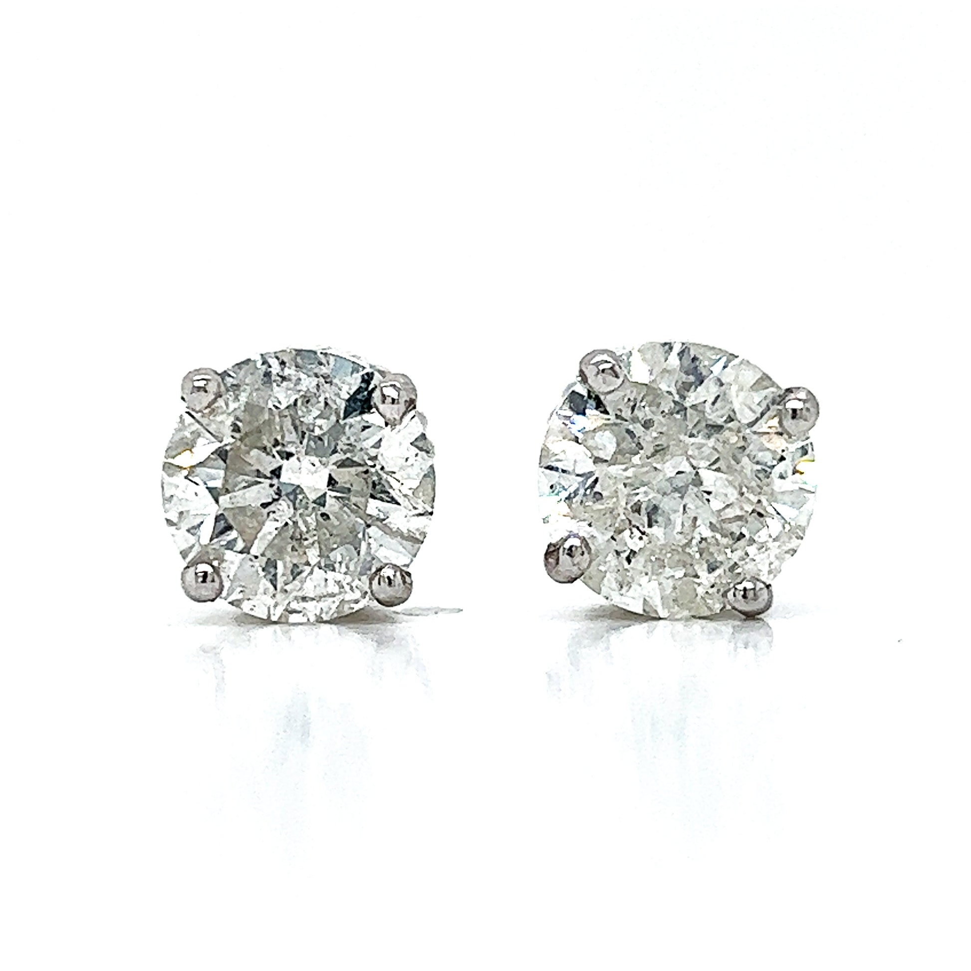6.27 ct.tw. Natural Round Diamond Stud Earrings, in White Gold
