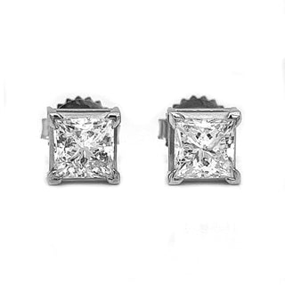 1.98 ct.tw. Natural Princess Cut Diamond Studs Earring, in White Gold