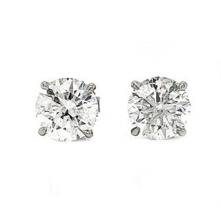 3.19 ct.tw. Natural Diamond Round Stud Earrings, in White Gold