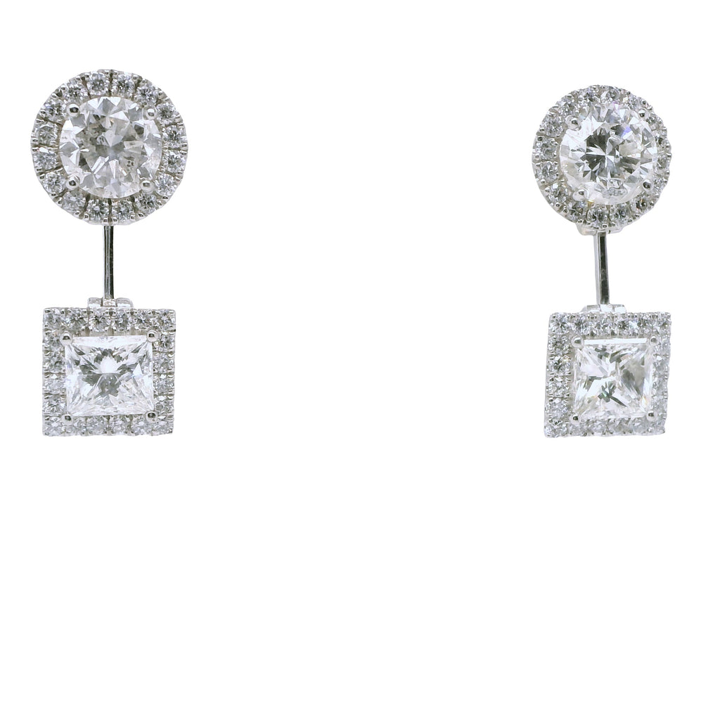 6.63 ct.t.w. Natural Diamond Halo Cocktail Earrings, in White Gold