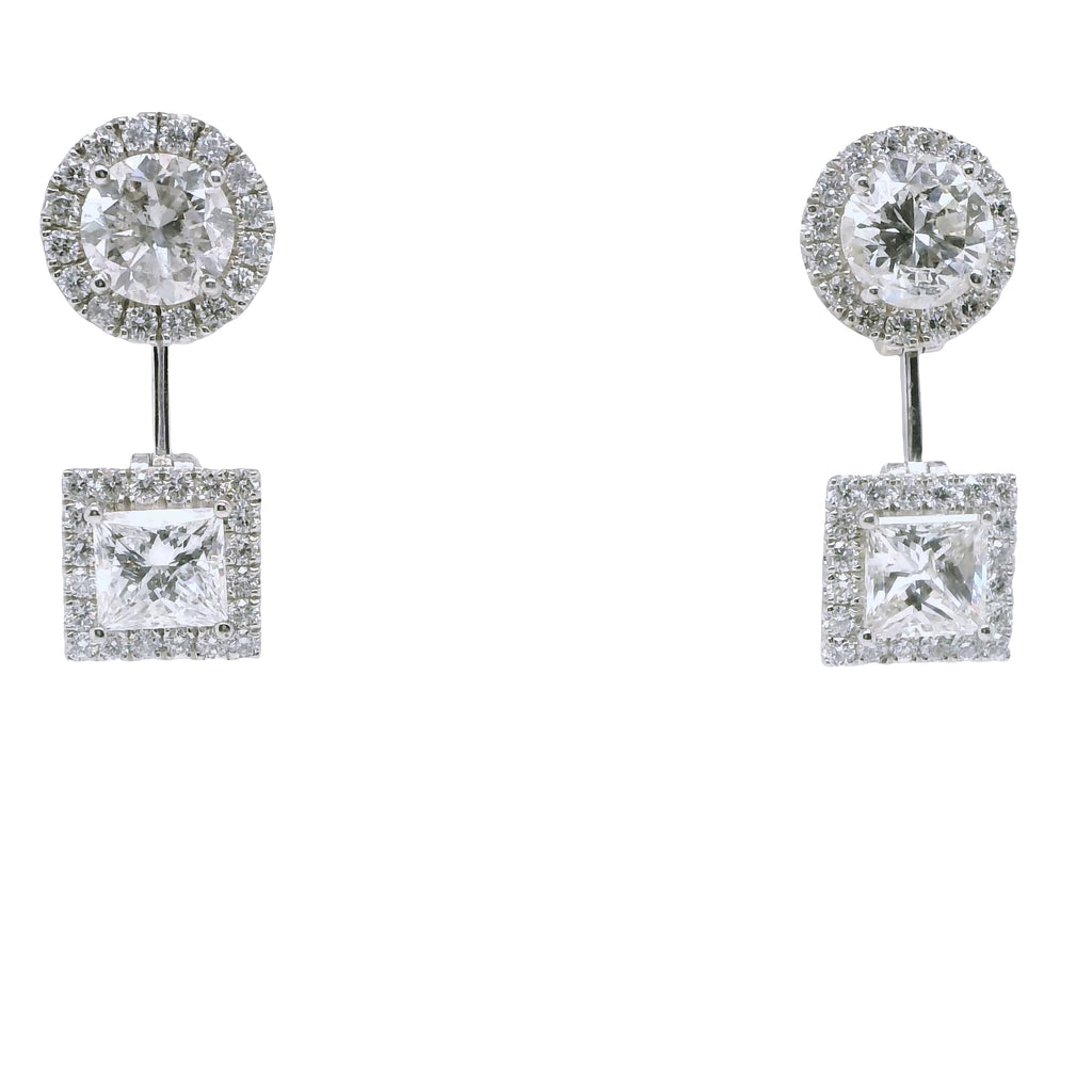 6.63 ct.t.w. Natural Diamond Halo Cocktail Earrings, in White Gold