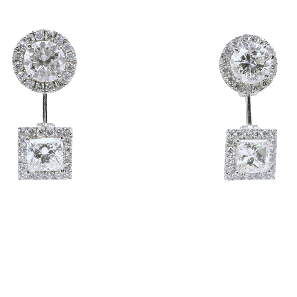 6.63 ct.t.w. Natural Diamond Halo Cocktail Earrings, in White Gold