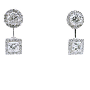 6.63 ct.t.w. Natural Diamond Halo Cocktail Earrings, in White Gold