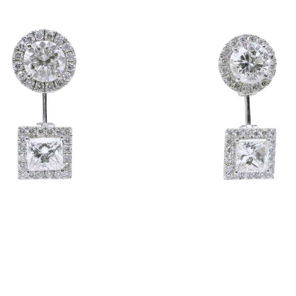 6.63 ct.t.w. Natural Diamond Halo Cocktail Earrings, in White Gold