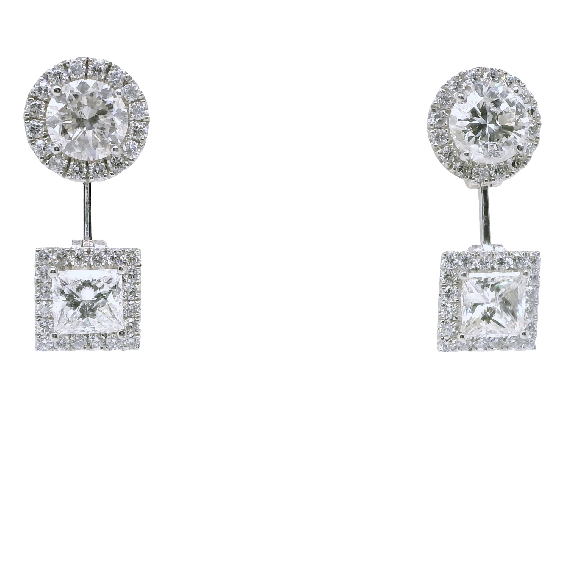 6.63 ct.t.w. Natural Diamond Halo Cocktail Earrings, in White Gold