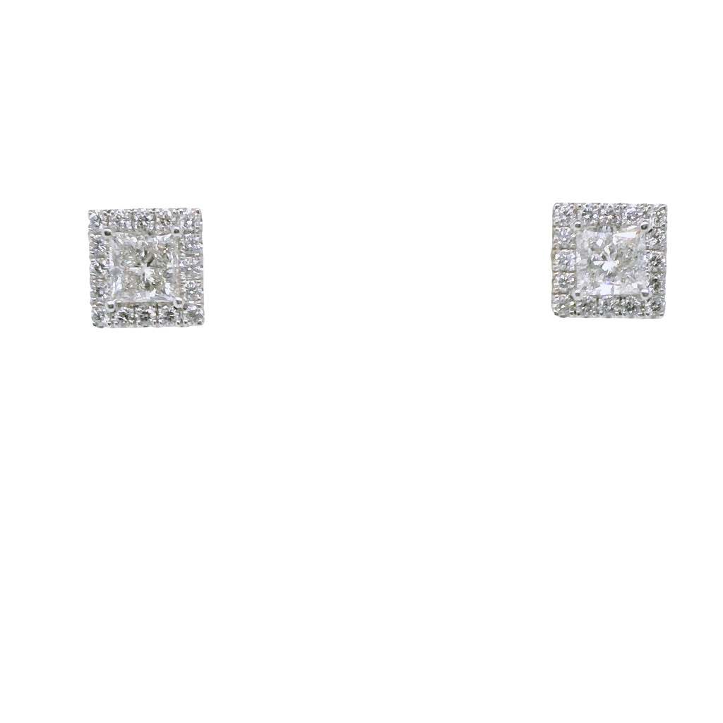 5.52 ct.t.w. Natural Diamond Halo Studs Earrings, in White Gold