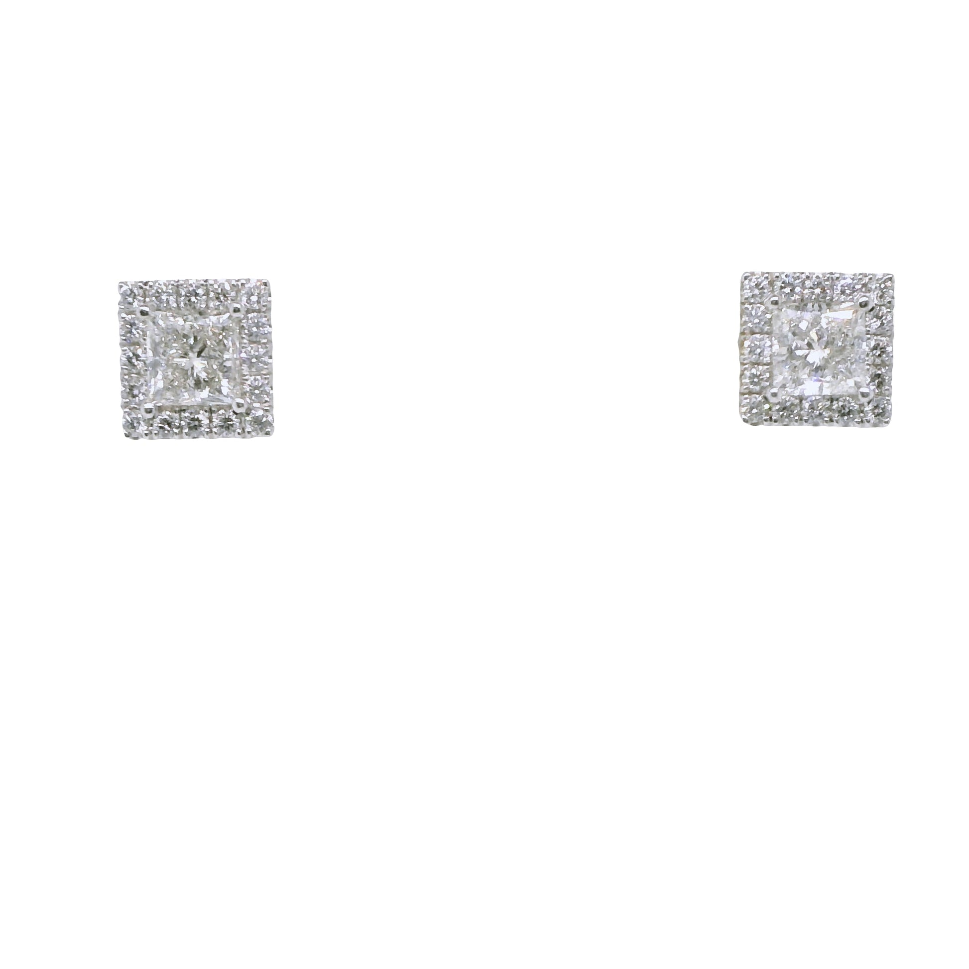 5.52 ct.t.w. Natural Diamond Halo Studs Earrings, in White Gold