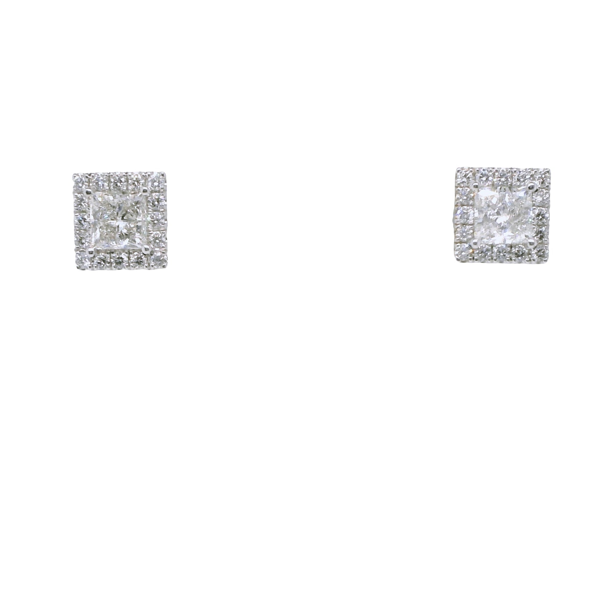 5.52 ct.t.w. Natural Diamond Halo Studs Earrings, in White Gold
