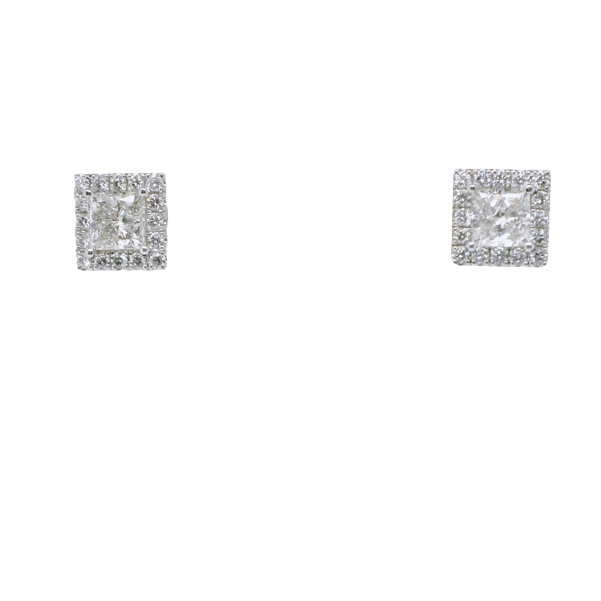 5.52 ct.t.w. Natural Diamond Halo Studs Earrings, in White Gold