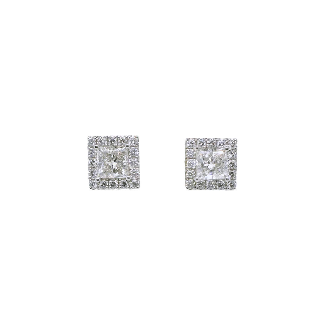 5.52 ct.t.w. Natural Diamond Halo Studs Earrings, in White Gold