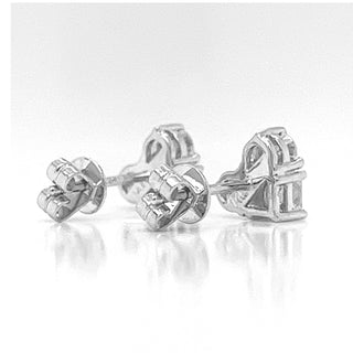 Natural Diamond Princes and Round Studs Earrings, in White Gold