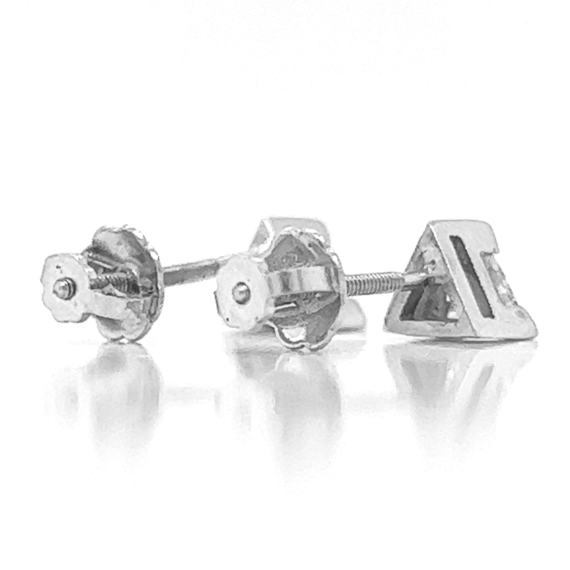 Natural Triangle Diamond Stud Earrings, in White Gold - Pre-owned
