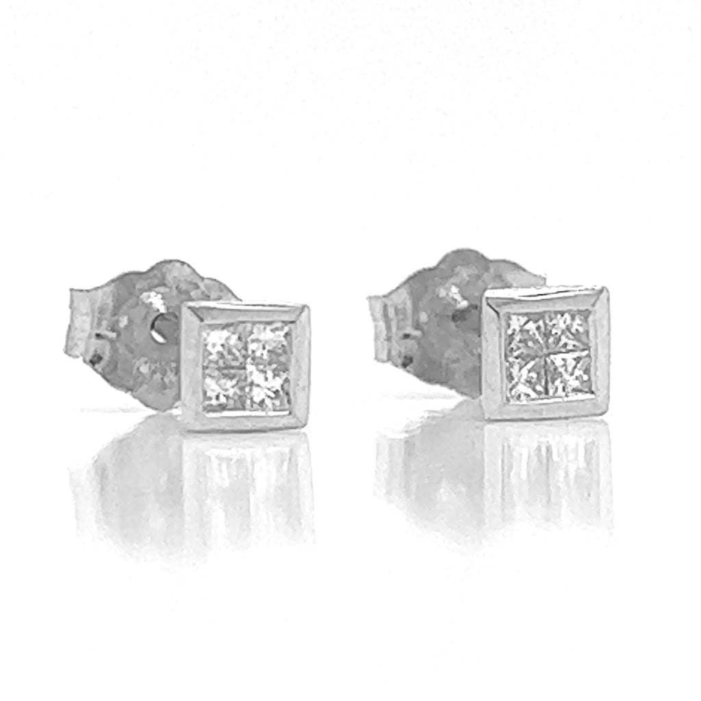 Natural Diamond Earring Studs, in White Gold